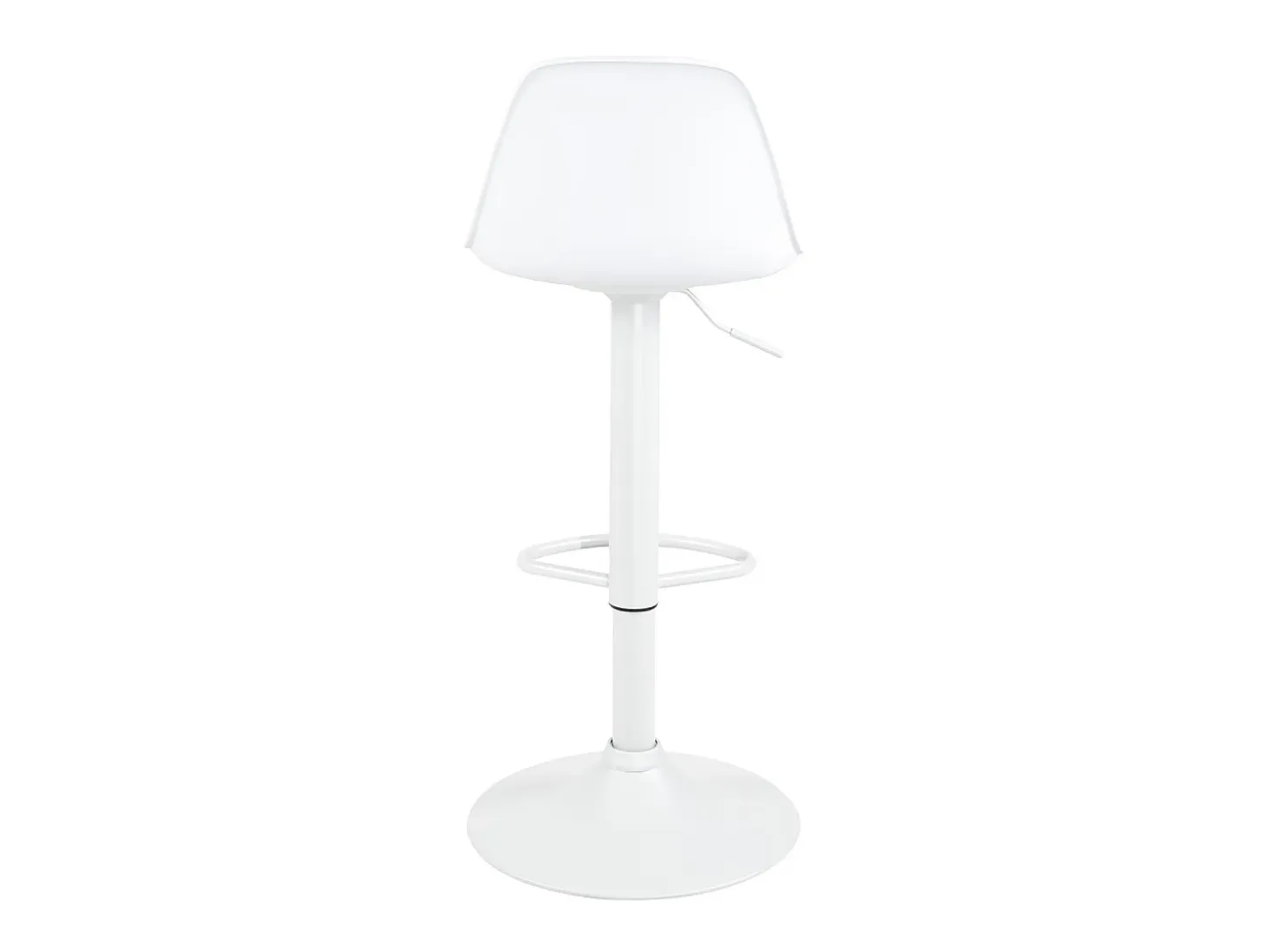 Lote de 2 taburetes de bar blancos, asiento con respaldo pequeño y cojín de cuero sintético, giratorio, altura regulable SIG (blanco integral)