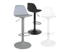 Lote de 2 taburetes de bar blancos, asiento con respaldo pequeño y cojín de cuero sintético, giratorio, altura regulable SIG (blanco integral)