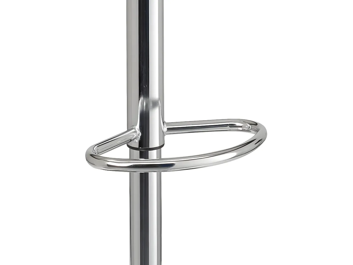 Lote de 2 taburetes de bar de diseño, asiento con respaldo bajo, cojín de cuero sintético, giratorio, altura ajustable, base de cromo SIG (blanco)
