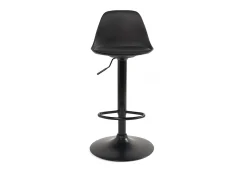 Lote de 2 taburetes de bar negros, asiento con respaldo pequeño y cojín de símil cuero, giratorio y altura regulable SIG (negro integral)