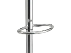 Lote de 2 taburetes de bar de diseño, asiento con respaldo bajo, cojín de cuero sintético, giratorio, altura ajustable, base de cromo SIG (negro)