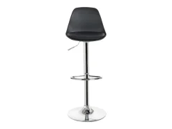 Lote de 2 taburetes de bar de diseño, asiento con respaldo bajo, cojín de cuero sintético, giratorio, altura ajustable, base de cromo SIG (negro)