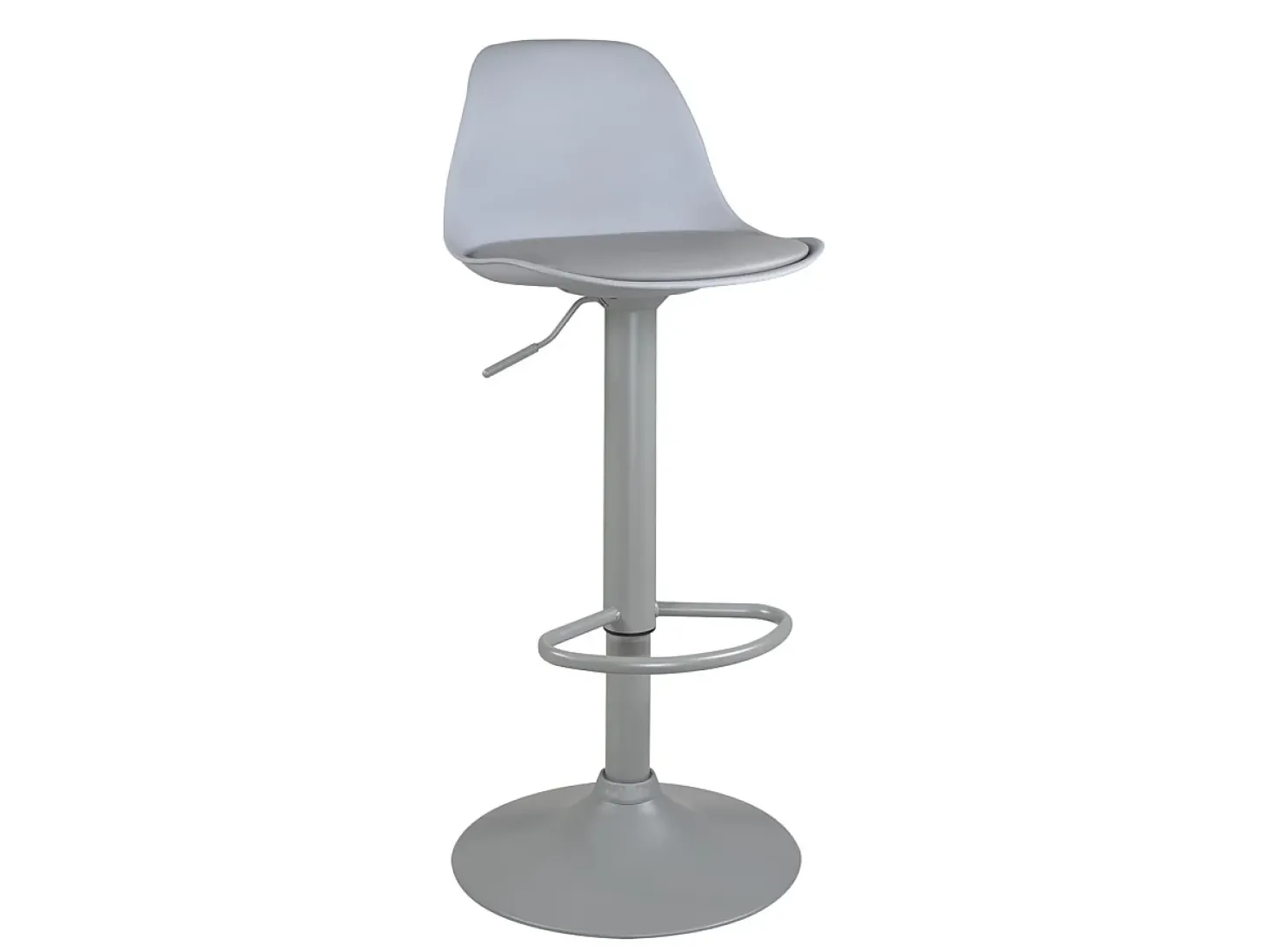 Lote de 2 taburetes de bar gris, asiento con pequeño respaldo y cojín de cuero sintético, giratorio, altura ajustable SIG (gris total)