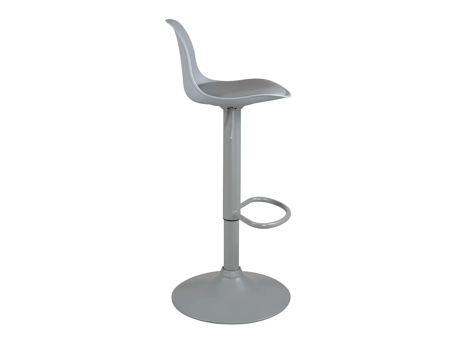 Lote de 2 taburetes de bar gris, asiento con pequeño respaldo y cojín de cuero sintético, giratorio, altura ajustable SIG (gris total)
