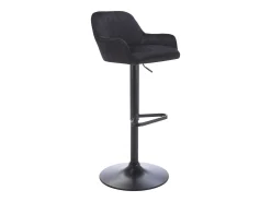 Lote de 2 taburetes de bar de terciopelo y metal - Altura ajustable - Negro - ELEANA
