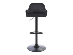 Lote de 2 taburetes de bar de terciopelo y metal - Altura ajustable - Negro - ELEANA