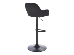 Lote de 2 taburetes de bar de terciopelo y metal - Altura ajustable - Negro - ELEANA