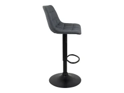 Lote de 2 taburetes de bar de diseño, asiento de terciopelo acolchado con respaldo, giratorio, altura regulable SID (Negro y terciopelo gris)