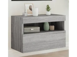 Ølstykke Mueble de TV de pared con luces LED gris Sonoma 60x30x40 cm