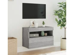 Ølstykke Mueble de TV de pared con luces LED gris Sonoma 60x30x40 cm
