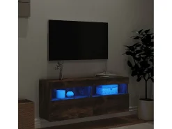 Ølstykke Mueble de TV de pared con luces LED roble ahumado 100x30x40 cm