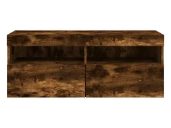 Ølstykke Mueble de TV de pared con luces LED roble ahumado 100x30x40 cm