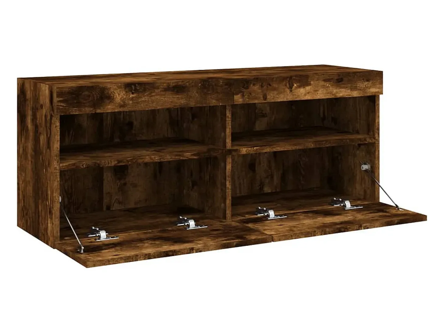 Ølstykke Mueble de TV de pared con luces LED roble ahumado 100x30x40 cm