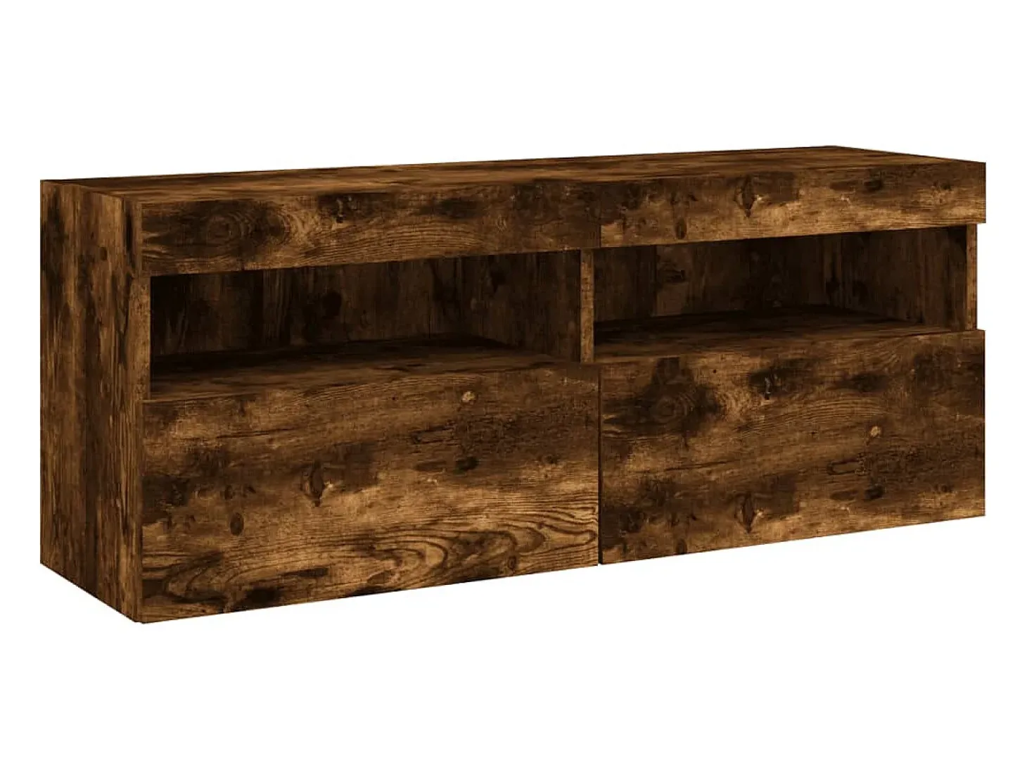 Ølstykke Mueble de TV de pared con luces LED roble ahumado 100x30x40 cm