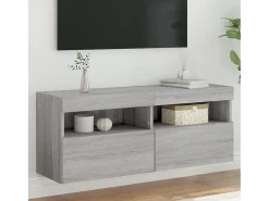 Ølstykke Mueble de TV de pared con luces LED gris Sonoma 100x30x40 cm
