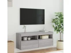 Ølstykke Mueble de TV de pared con luces LED gris Sonoma 100x30x40 cm