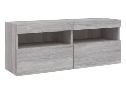 Ølstykke Mueble de TV de pared con luces LED gris Sonoma 100x30x40 cm