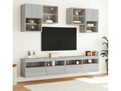 Ølstykke Mueble de TV de pared con luces LED gris Sonoma 100x30x40 cm