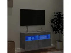 Ølstykke Mueble de TV de pared con luces LED gris hormigón 80x30x40 cm