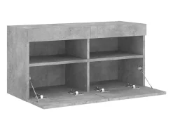 Ølstykke Mueble de TV de pared con luces LED gris hormigón 80x30x40 cm