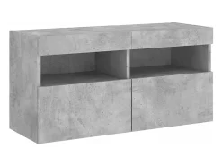Ølstykke Mueble de TV de pared con luces LED gris hormigón 80x30x40 cm