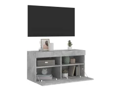 Ølstykke Mueble de TV de pared con luces LED gris hormigón 80x30x40 cm