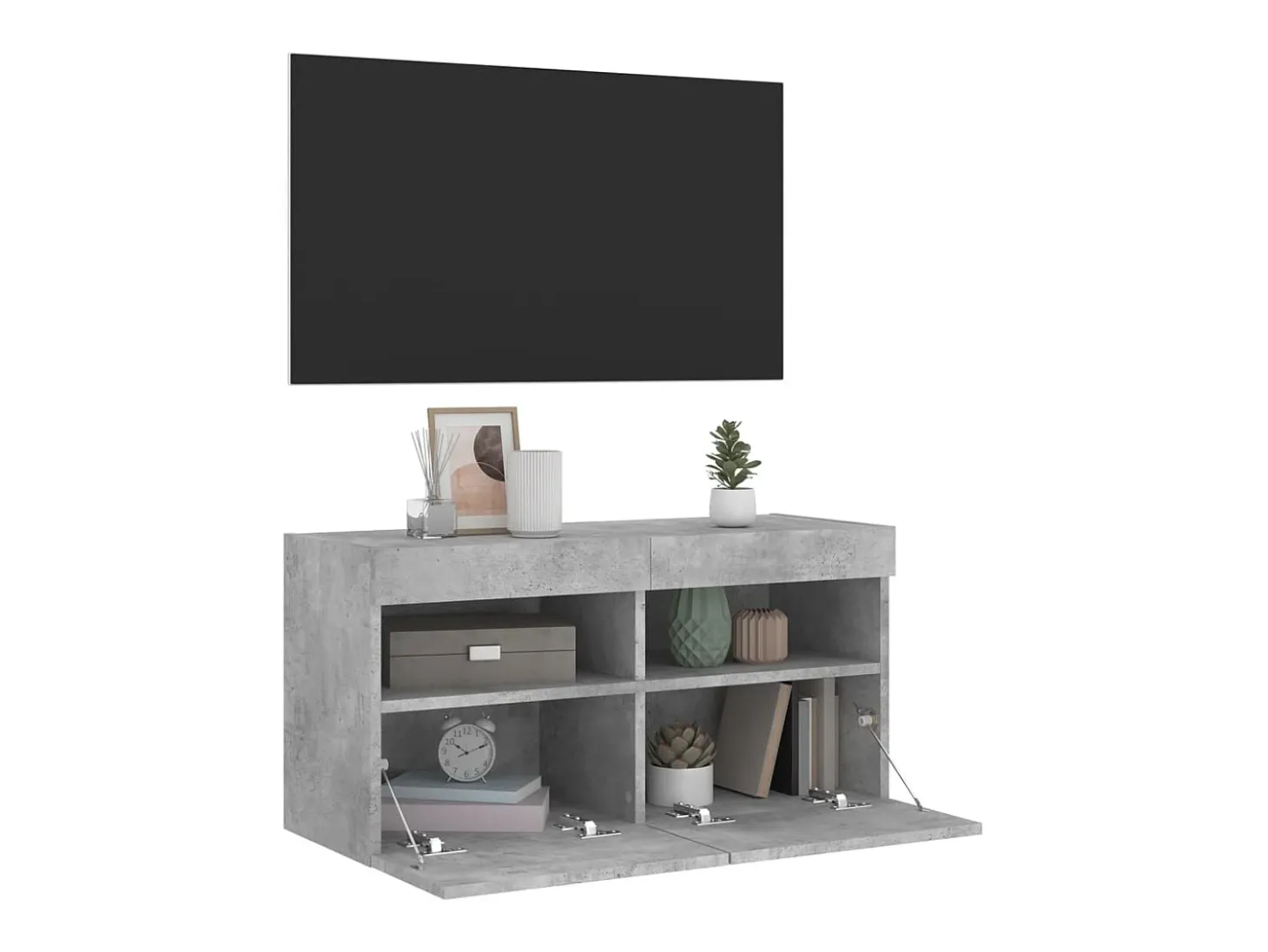 Ølstykke Mueble de TV de pared con luces LED gris hormigón 80x30x40 cm