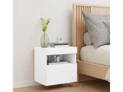 Ølstykke Mueble de TV de pared con luces LED blanco 40x30x40 cm
