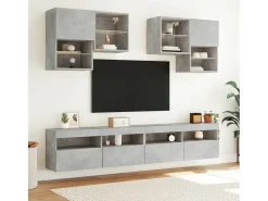 Ølstykke Mueble de TV de pared con luces LED gris hormigón 100x30x40 cm