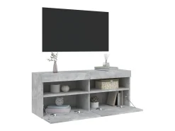 Ølstykke Mueble de TV de pared con luces LED gris hormigón 100x30x40 cm