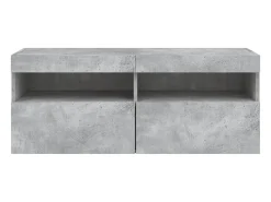 Ølstykke Mueble de TV de pared con luces LED gris hormigón 100x30x40 cm