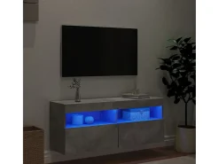 Ølstykke Mueble de TV de pared con luces LED gris hormigón 100x30x40 cm