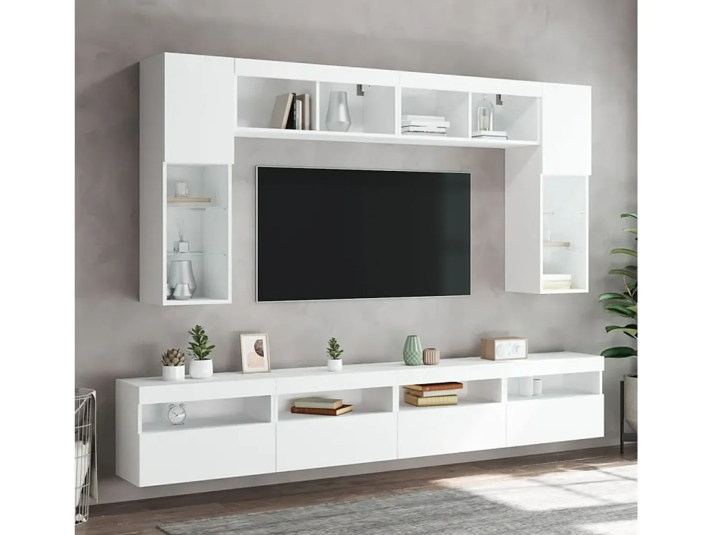 Ølstykke Mueble de TV de pared con luces LED blanco 60x30x40 cm
