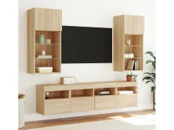 Ølstykke Mueble de TV de pared con luces LED roble Sonoma 40x30x40 cm