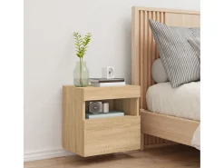 Ølstykke Mueble de TV de pared con luces LED roble Sonoma 40x30x40 cm