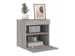 Ølstykke Mueble de TV de pared con luces LED gris Sonoma 40x30x40 cm