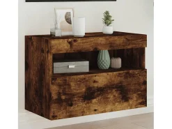 Ølstykke Mueble de TV de pared con luces LED roble ahumado 60x30x40 cm
