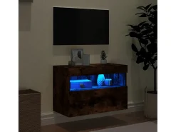 Ølstykke Mueble de TV de pared con luces LED roble ahumado 60x30x40 cm