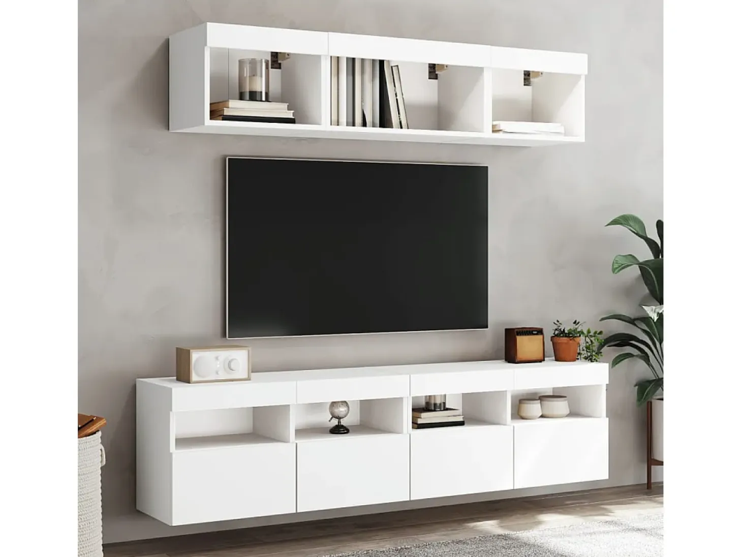 Ølstykke Mueble de TV de pared con luces LED blanco 80x30x40 cm