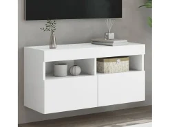 Ølstykke Mueble de TV de pared con luces LED blanco 80x30x40 cm
