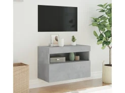 Ølstykke Mueble de TV de pared con luces LED gris hormigón 60x30x40 cm