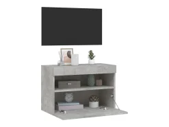 Ølstykke Mueble de TV de pared con luces LED gris hormigón 60x30x40 cm