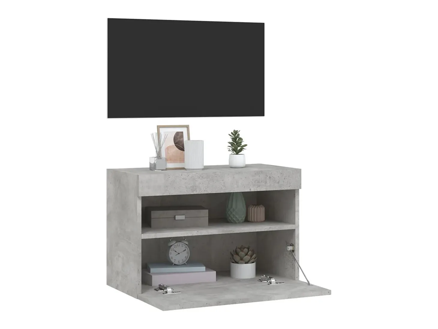 Ølstykke Mueble de TV de pared con luces LED gris hormigón 60x30x40 cm