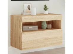 Ølstykke Mueble de TV de pared con luces LED roble Sonoma 60x30x40 cm