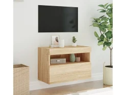 Ølstykke Mueble de TV de pared con luces LED roble Sonoma 60x30x40 cm