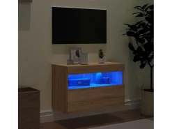 Ølstykke Mueble de TV de pared con luces LED roble Sonoma 60x30x40 cm