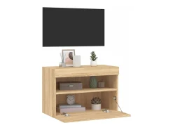 Ølstykke Mueble de TV de pared con luces LED roble Sonoma 60x30x40 cm