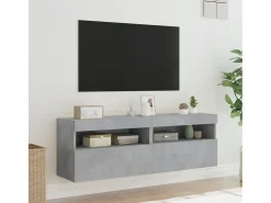 Ølstykke Muebles TV de pared luces LED 2 uds gris hormigón 60x30x40 cm