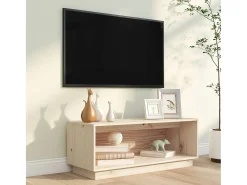 Lysira Mueble de TV de madera maciza de pino 90x35x35 cm