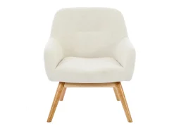 MALMO-Sillón de madera natural y tela Trendy Beige